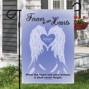 Forever In Our Hearts Personalized Lawn Flag, Remembrance Garden Flag, Personalized Memorial Flag, Cemetery Garden Flag, Outdoor Flag