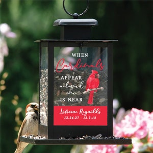Cardinals Personalized Bird Feeder, Memorial Bird Feeder, Memorial Gift for Loss of Loved One, Sympathy Gift, Cardinal Garden Memorial