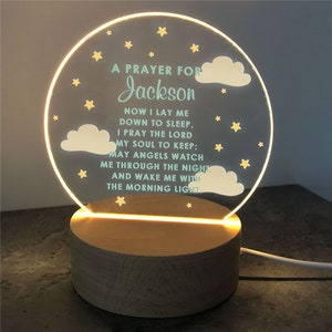 Prayer Personalized Round Light Up Sign, kid room decor, gift for kids, gifts for children, night light for kids, now i lay me down to sleep