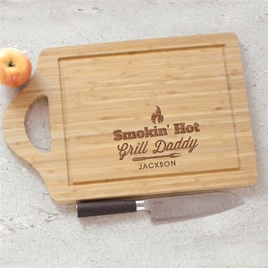 Engraved Smokin' Hot Dad Cutting Board, Engraved Cutting Board, Gifts For The Grill Master, Father's Day Grill Gifts, Gift For Grandpa, Dad
