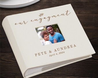 Engraved Our Engagement Leatherette Photo Album, Holds 200 4x6 Photos, Engagement Album, Personalized Photo Book, Engagement Gift, Scrapbook