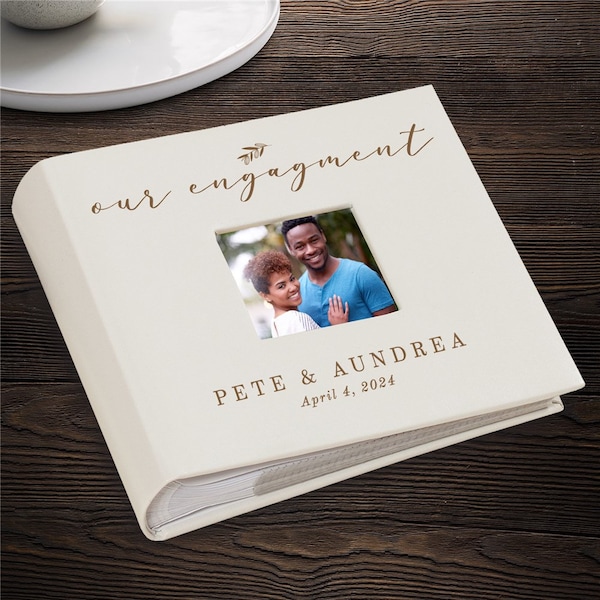 Engraved Our Engagement Leatherette Photo Album, Holds 200 4x6 Photos, Engagement Album, Personalized Photo Book, Engagement Gift, Scrapbook