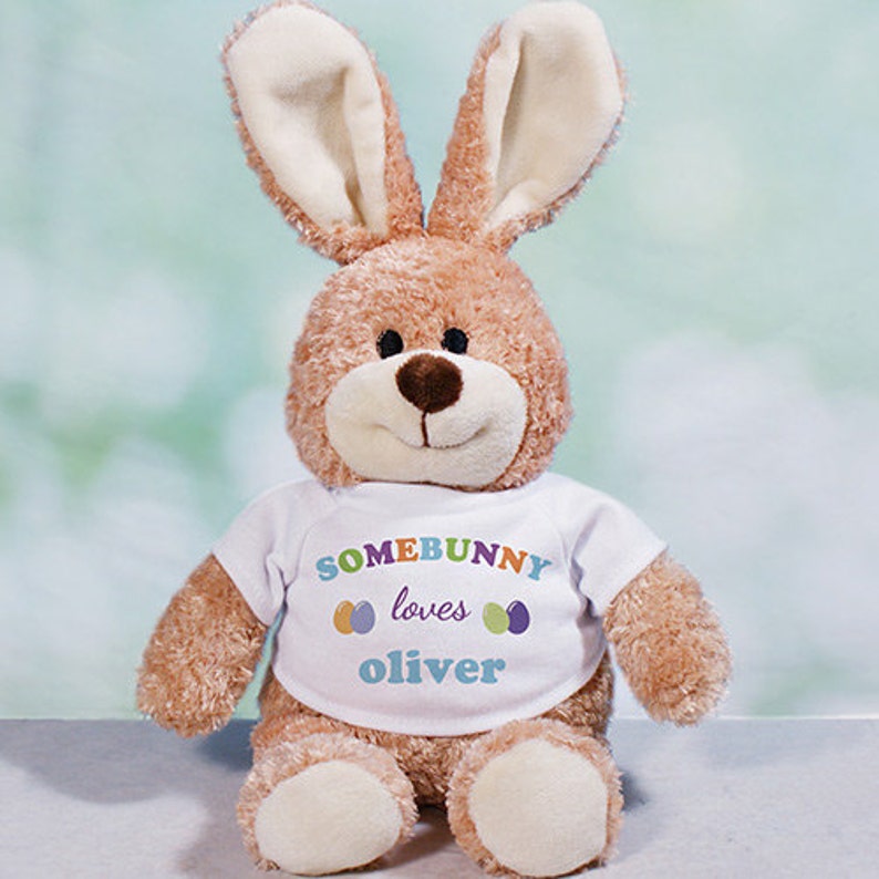 Personalized Easter Bunny, Somebunny Loves Me Easter Bunny, plush Easter bunny, plush toy, Easter gift for kids, easter basket stuffer image 5