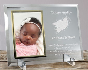 For My Baptism Beveled Glass Personalized Picture Frame, Baptism Gift, Gift From Godparents, Gift For Godchild, Gift For Goddaughter,