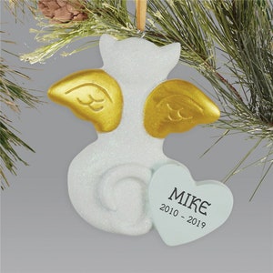 Angel Memorial Cat Personalized Ornament, Cat Memorial Ornament, Pet Memorial Ornament, Cat Ornament, Pet Angel Ornament -gfyL13609257