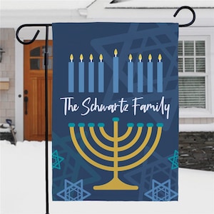 Personalized Menorah Garden Flag, Hanukkah Decoration, Hanukkah Decor, Custom Garden Flag, Seasonal Decor, Holiday Home Decor, Hanukkah Gift