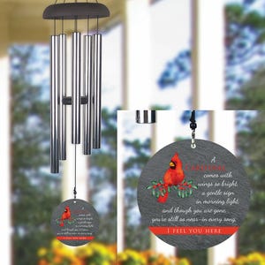 Cardinal Memorial Wind Chime, Sympathy Gift for Loss, I Feel You Here Remembrance Chimes, Bereavement Outdoor Decor, Loss of Loved One