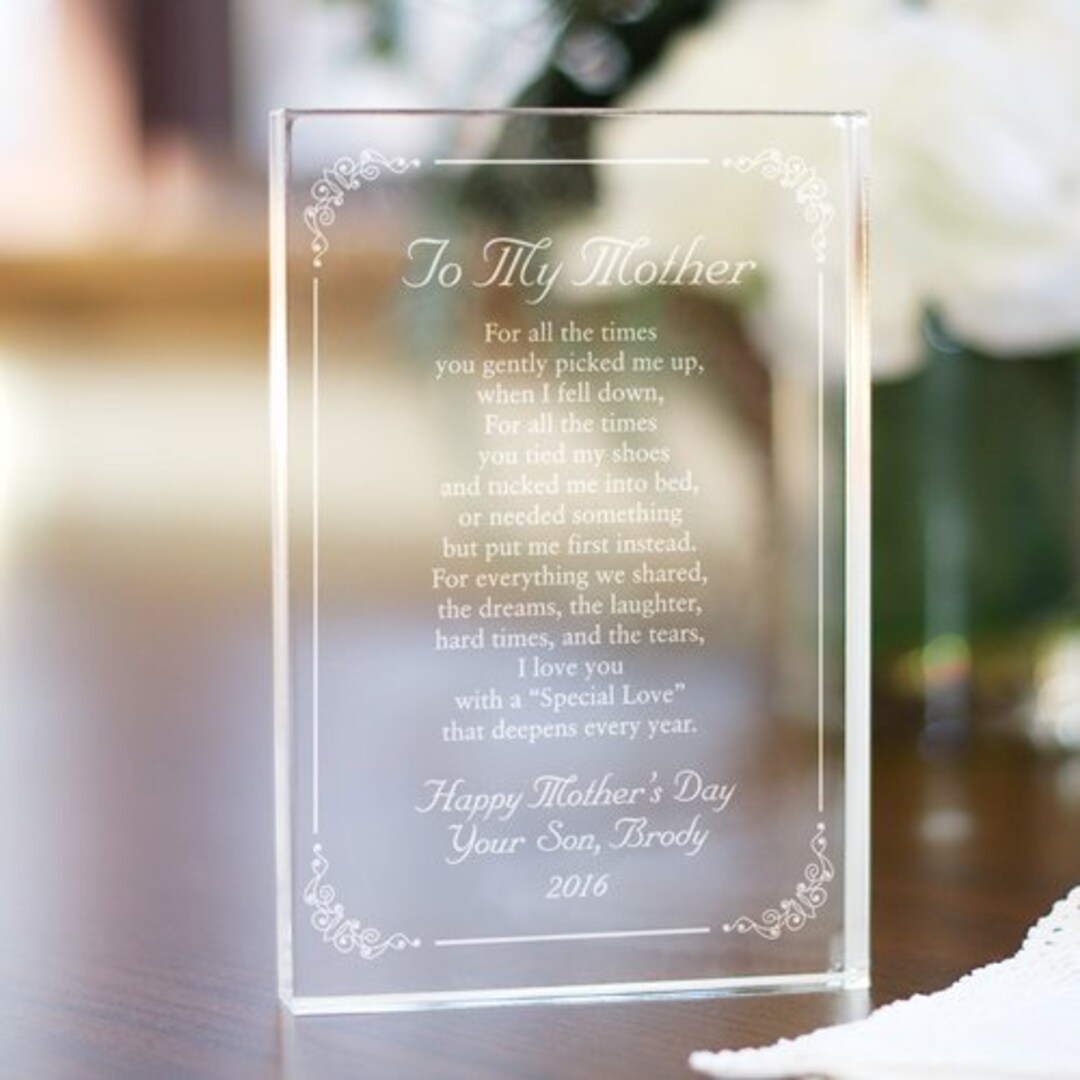 Personalized to My Mother Acrylic Keepsake Block, Mother's Day Gift ...
