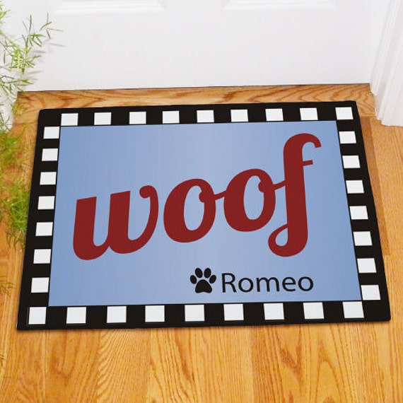 Woof Personalized Dog Doormat, dog mat, pet mat, food bowl mat, custom, dog  decor, dog placemat, paw printed, floor mat -gfy83166527S