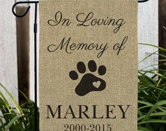 Pet Memorial Burlap Personalized Garden Flag, pet memorial, personalized, garden flag, memorial garden flag, paw print