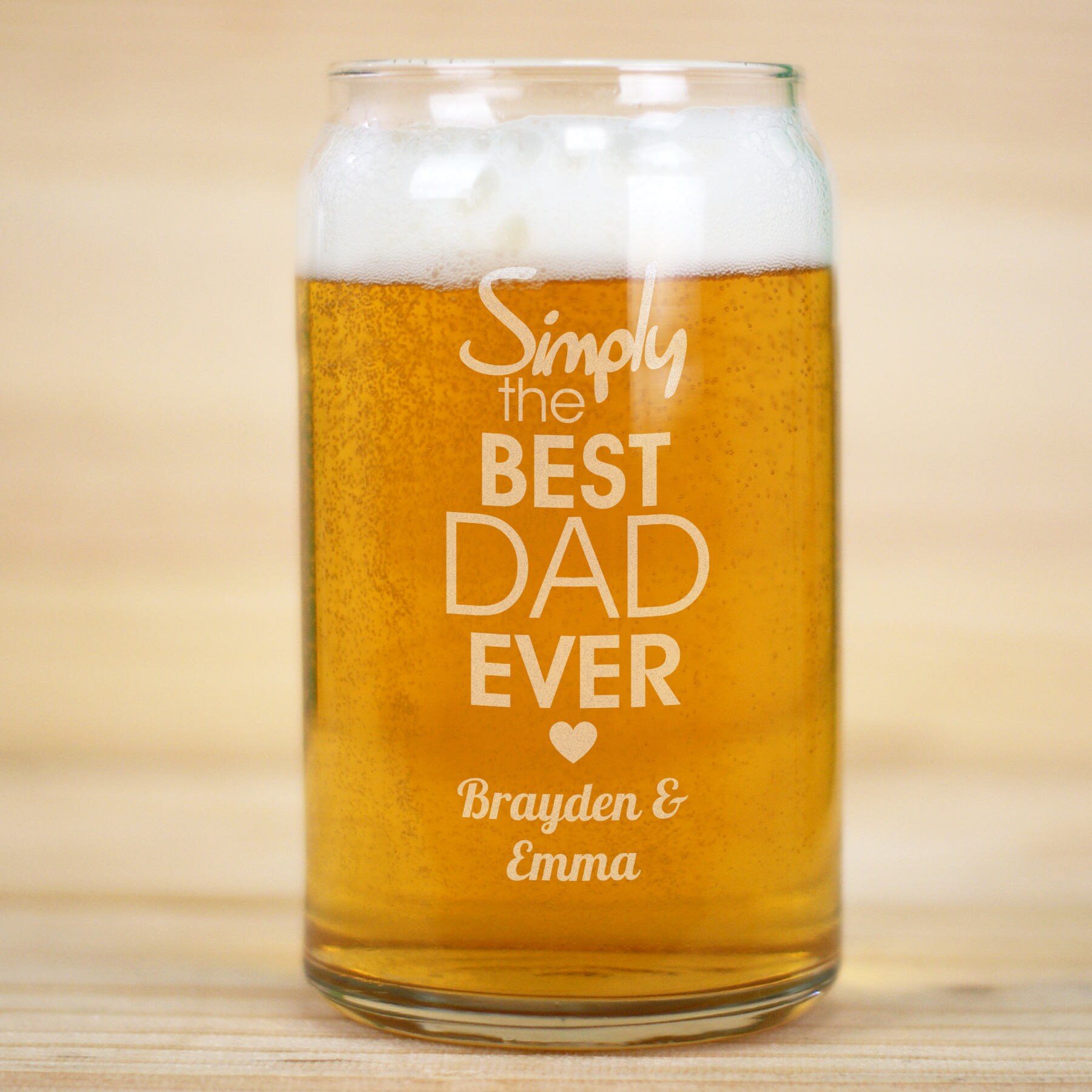 Engraved Simply the Best Beer Can Glass