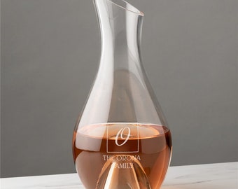 Engraved Family Name And Initial Personalized Wine Carafe, Wine Decanter, Wine Aerator, Personalized Gift for Wine Lover -gfyL14818353