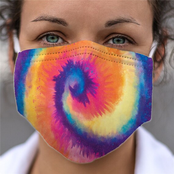 face mask - rainbow tie dye face mask - rainbow tie dye