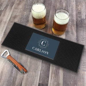 Family Name Personalized Bar Mat, Customized Bar Mat, Home Bar Accessories, Fathers Day Present, Personalized Beer Coaster -gfyU18158132