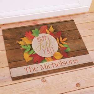 Personalized Happy Fall Y&#39;all Doormat, 18x30, fall, fall decor, home decor, outdoor, indoor, square, customized -gfy831118357S