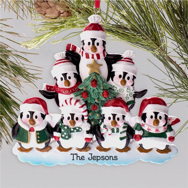 Personalized Penguin Family Tree Christmas Ornament, Custom Ornament ...