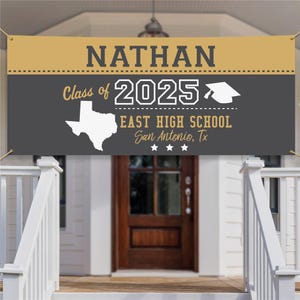 Personalized Class Of With State Graduation Banner, grad party decor, class of 2025, hanging banner, high school graduation, college grad
