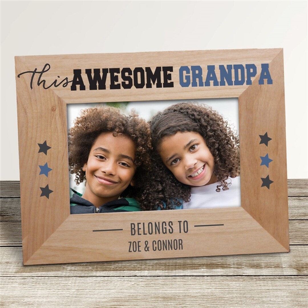 Personalized This Awesome Dad Wood Frame, Picture Frame, Photo Frame, Engraved Wood Frame