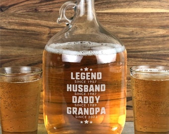 Engraved Legend Titles Glass Growler, personalized beer growler, gift for dad, gift for grandpa, gallon growler, custom -gfyL19575357