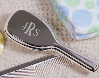 Engraved Monogram Silver Baby Comb and Brush Set, Personalized Baby Gift, Baby Keepsake, Newborn Gift, Baby Girl, Baby Boy, First Birthday