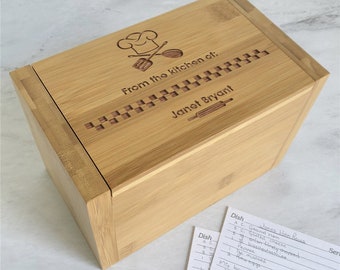 Engraved From The Kitchen of Personalized Recipe Box, wooden box, gifts for mom, kitchen decor, engraved recipe box, recipe card -gfy8526863