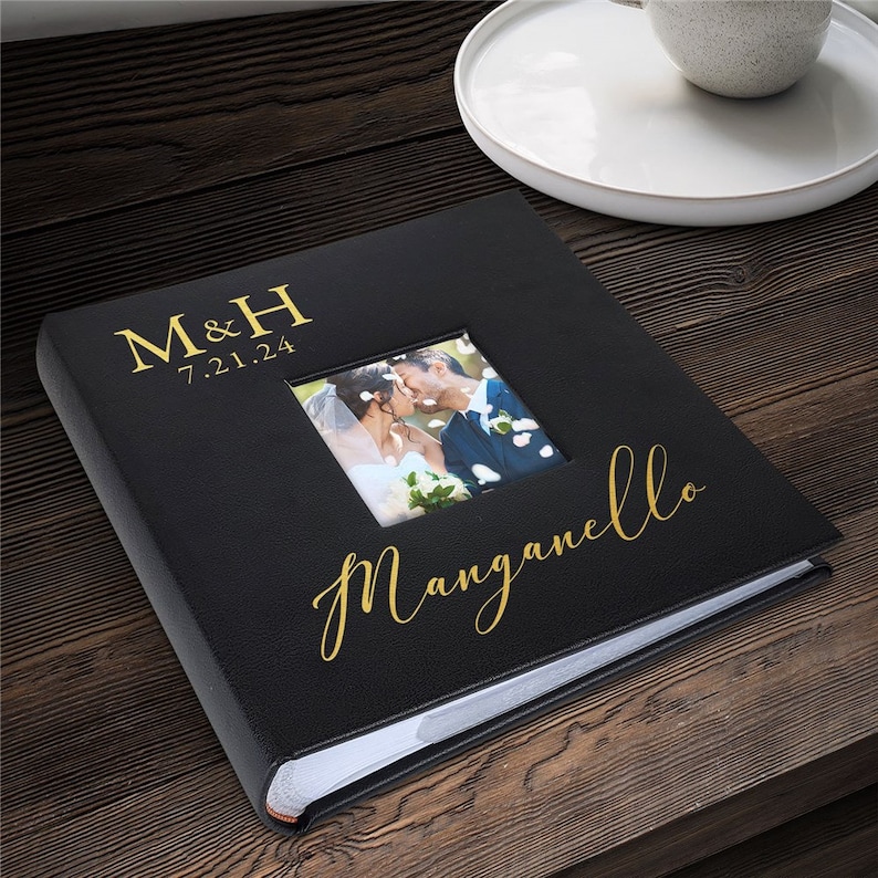 Wedding Album, Engraved Initials & Last Name Leatherette Photo Album, Holds 4x6 Photos, Personalized Photo Book, Wedding Gift, Wedding Photo