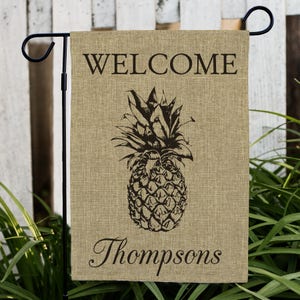 Pineapple Personalized Burlap Garden Flag, pineapple decor, custom, burlap decor, personalized garden flag, home decor -gfy830104692BDS