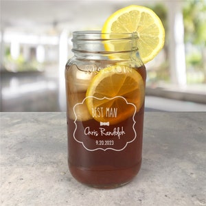 Engraved Groomsmen Large Mason Jar, engraved gifts, wedding, wedding party gifts, groomsmen gifts, gifts for groomsmen, wedding gifts