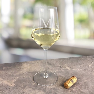 Engraved Initial White Wine Estate Glass, wine glass, white wine glass, stemware, glassware, drinkware, engraved, wine gifts, Mother&#39;s Day