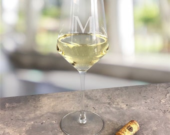Engraved Initial White Wine Estate Glass, wine glass, white wine glass, stemware, glassware, drinkware, engraved, wine gifts, Mother&#39;s Day
