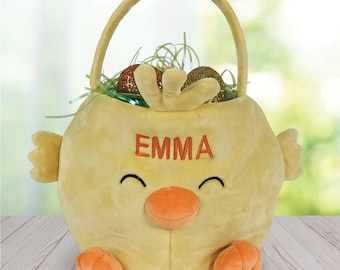 Embroidered Chick Personalized Easter Basket, personalized easter basket for kids, easter gift ideas, easter gifts, custom bag girl, boy