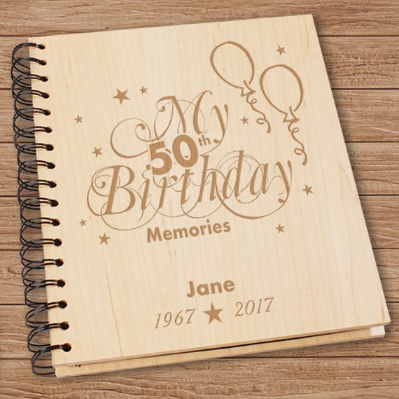 50th Birthday Memories Photo Album, Love, Hearts, Memory Book, Wooden,  birthday Photo Album, birthday, Picture Album, Memories -gfy723834-50