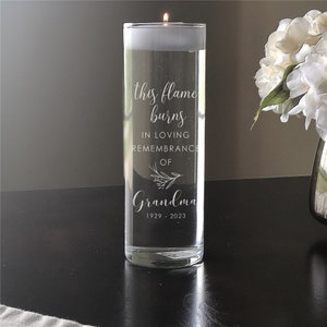 Engraved This Flame Burns Floating Candle Vase, Candle, Personalized Memorial Candle, Memorial Gift, wedding memory candle -gfyL17479266