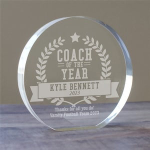 Coach of The Year Acrylic Personalized Keepsake, Basketball Coach Gift, Baseball, Cheer Coach Gift, Coach Appreciation Gifts, Thank You Gift