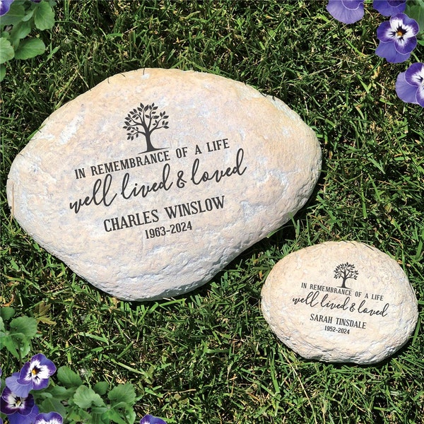 Engraved A Life Well Lived and Loved Garden Stone, memorial garden, custom sympathy gift, remembrance, bereavement gift, in memory of