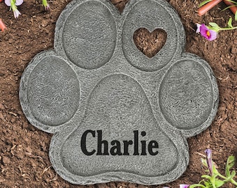 Engraved Any Name Paw Print Stone, personalized pet memorial stone, dog grave marker, custom pet memorial, dog memorial, dog loss gift