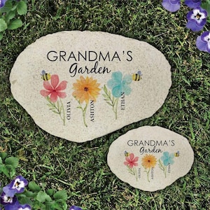 Watercolor Garden Flat Personalized Garden Stone, Custom Garden Decor, Garden Rock, Gifts For Her, Birthday Gift, Floral Garden Stone