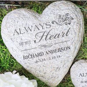 Engraved Memorial Heart Garden Stone, garden decor, garden decoration, memorial garden, sympathy gift, remembrance gift, loss of loved one
