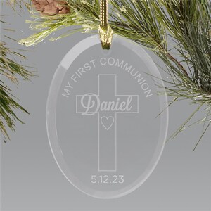 Engraved My First Communion Glass Ornament, Personalized Communion Gifts, First Holy Communion, Religious Gift, First Communion Keepsake