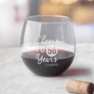 Engraved Birthday Stemless Red Wine Glass, Birthday Gift For Her, Custom Personalized Wine Glass, Etched Birthday Gift For Him, Wine Gift