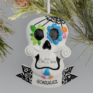 Personalized Dia De Los Muertos Ornament, Dia De Los Muertos Decor, Sugar Skull Design Ornament, Custom Ornament, Day Of The Dead Ornament