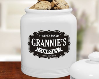 Personalized Farmhouse Ceramic Cookie Jar, Personalized Cookie Jar, Personalized Treat Jar, Family Kitchen Decor, Ceramic Jar -gfyU1333215X