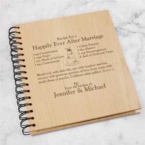 Porte-cartes de recettes « Happy Ever After » gravé, Livre de recettes personnalisé, Cadeau de mariage unique, Cadeau de shower de bébé pour elle, Album de recettes