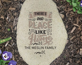 No Place Like Home Vertical Flat Personalized Garden Stone, Custom Garden Decor, Garden Rock, Stepping Stone, Gift For Her, New Home Gift