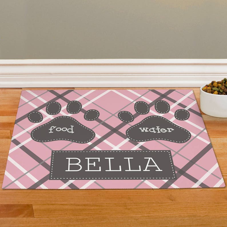 Plaid Personalized Pet Food Mat Dog Mat Dog Placemat Dog Etsy