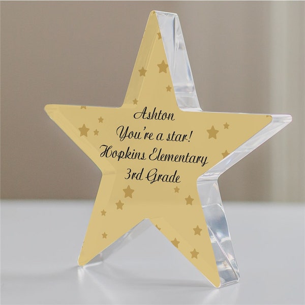 Personalized Custom Message Gold Star Keepsake, Grade School Prize, Grade School Award, Congratulations Gift, Gift For Kids, Elementary