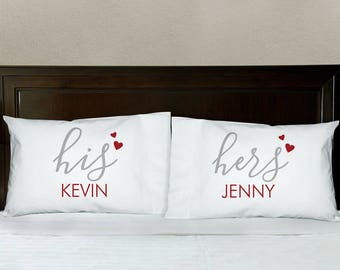 His and Hers Couples Personalized Pillowcase Set, couples pillowcase, bedroom decor, his and hers pillowcase, love, custom -gfy830123110-S2