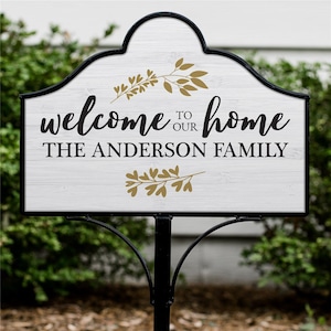 Welcome to our Home Personalized Magnetic Sign Set, Garden Stake, Yard Sign, Garden Sign, Family, Branch, Wood, Yard Stake -gfy6311291810S