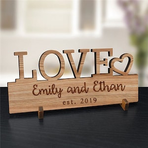 Engraved LOVE Wood Plaque, wooden keepsake, love gift, valentine&#39;s day, home decor, engraved, heart, couples gift, anniversary, wedding gift