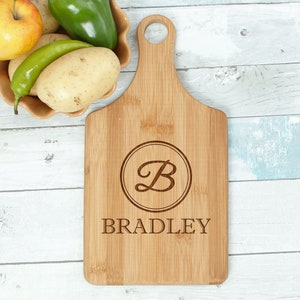 Personalized Engraved Initial Cutting Board, Bamboo Carving Board, Kitchen Gift, Housewarming, Custom Charcuterie Board, Wedding Shower Gift
